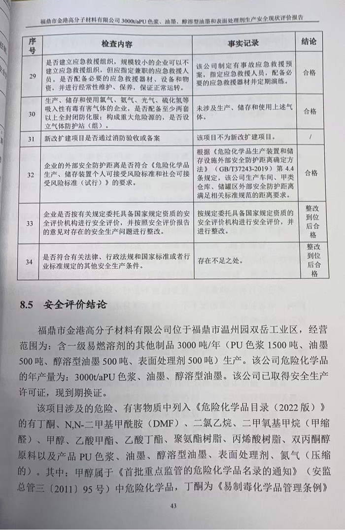 福鼎市金港高分子材料有限公司3000t/aPU色漿、油墨、醇溶型油墨和表面處理劑生產(chǎn) 安全現(xiàn)狀評(píng)價(jià)報(bào)告網(wǎng)上公開(圖3)